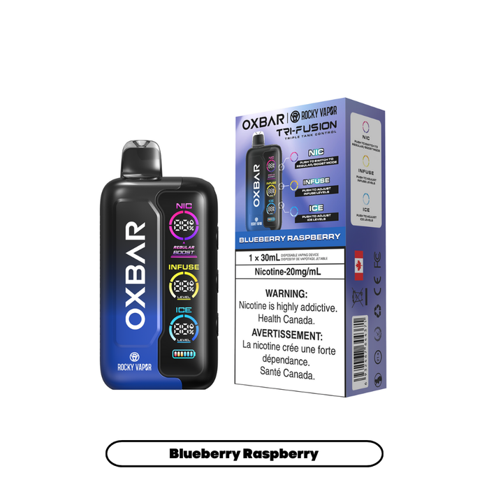 Oxbar x Rocky Vapor Tri Fusion Disposable Vape - Blueberry Raspberry(30mL)