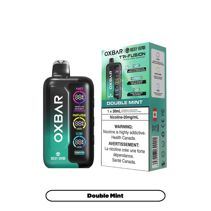 Oxbar x Rocky Vapor Tri Fusion Disposable Vape - Double Mint(30mL)