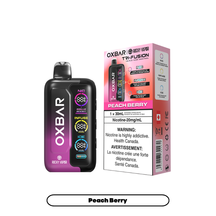 Oxbar x Rocky Vapor Tri Fusion Disposable Vape - Peach Berry(30mL)