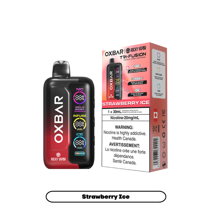 Oxbar x Rocky Vapor Tri Fusion Disposable Vape - Strawberry Ice(30mL)