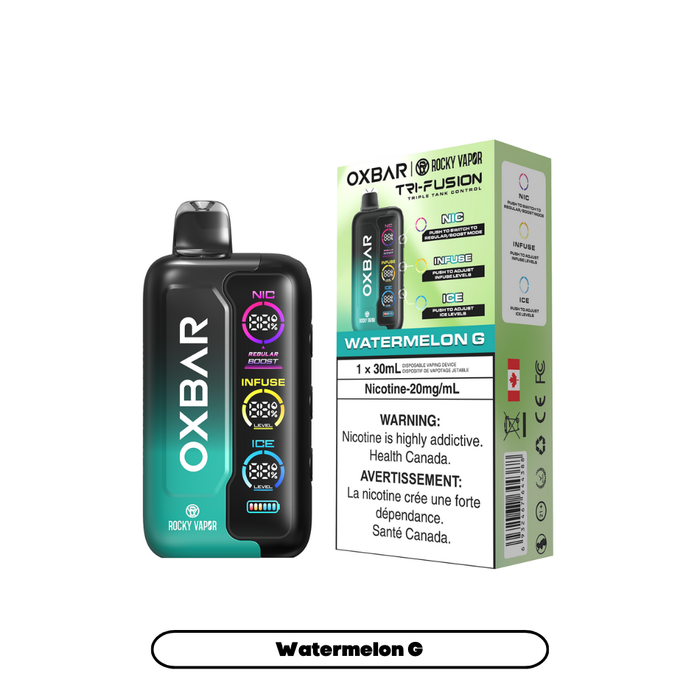 Oxbar x Rocky Vapor Tri Fusion Disposable Vape - Watermelon G (30mL)