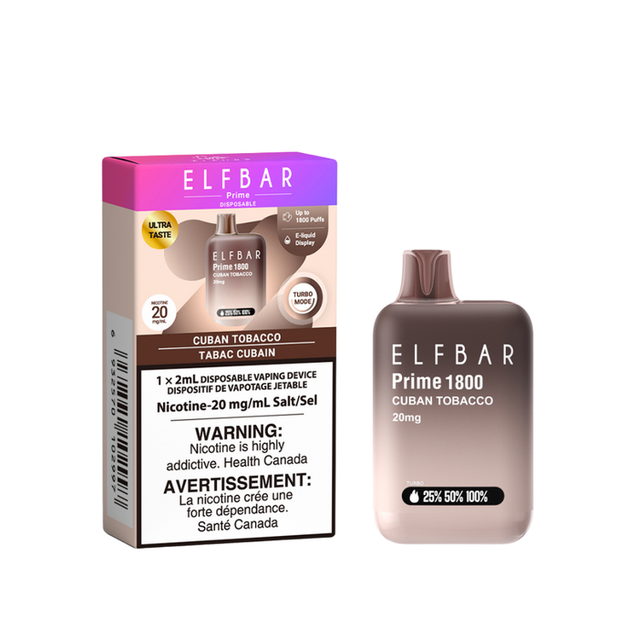 Cuban Tobacco - Elf Bar Prime 1800 Disposable Vape