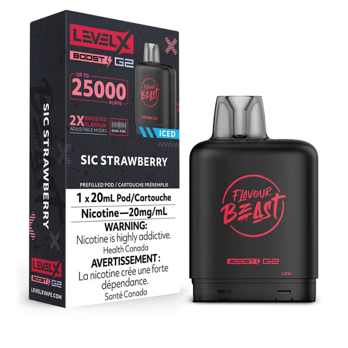 Level X Flavour Beast Boost G2 Pods - Sic Strawberry Iced