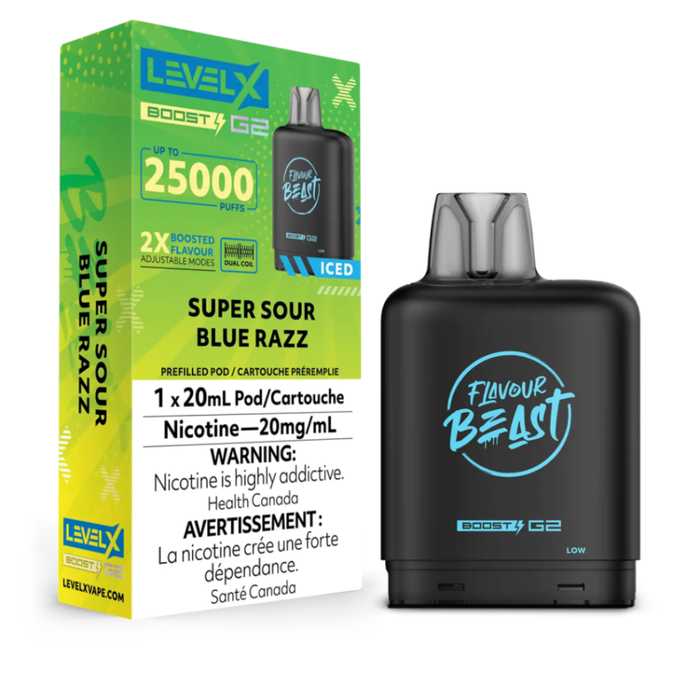 Level X Flavour Beast Boost G2 Pods - Super Sour Blue Razz Iced