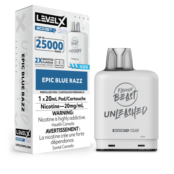 Level X Flavour Beast Unleashed Boost G2 Pods - Epic Blue Razz