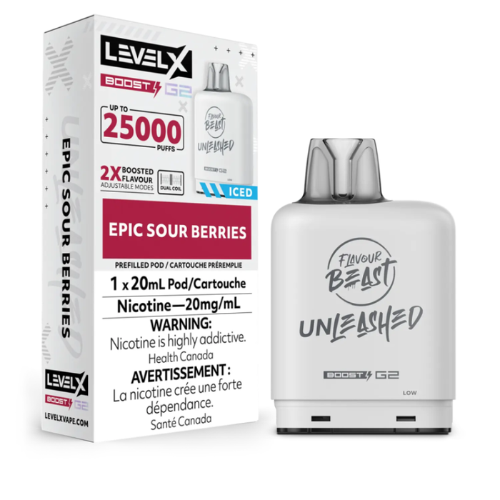 Level X Flavour Beast Unleashed Boost G2 Pods - Epic Sour Berries