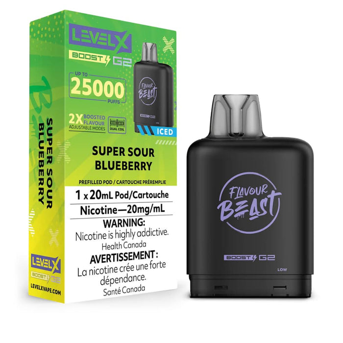 Level X Flavour Beast Boost G2 Pods - Super Sour Blueberry Iced