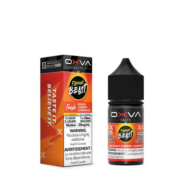 OXVA Flavour Beast Juice Nic Salts - Peach Cherry Lemon  Ice (30mL)