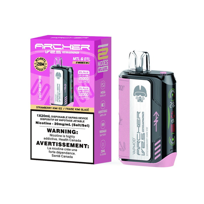 Strawberry Kiwi Ice - VAPMOD Archer V2.5 25k Disposable Vape