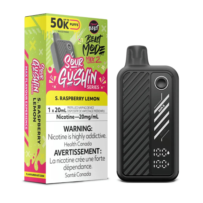 Flavour Beast Beast Mode Max 2 Gushin Disposable Vape - S.Raspberry Lemon