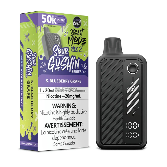 Flavour Beast Beast Mode Max 2 Gushin Disposable Vape - S.Blueberry Grape