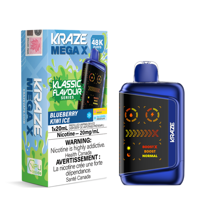 Blueberry Kiwi Ice - Kraze Mega X 48K Klassic Flavours Series Disposable Vape