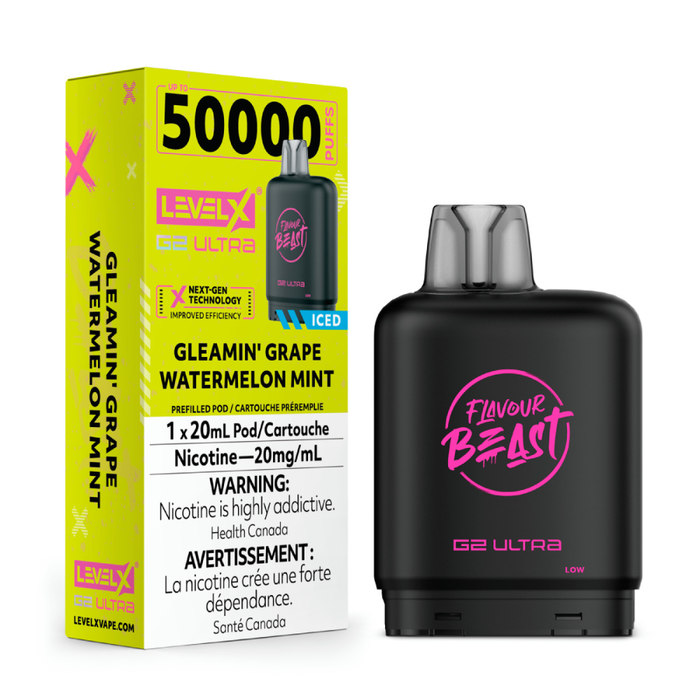 Level X Flavour Beast Boost G2 Ultra Pods - Gleamin' Grape Watermelon Mint