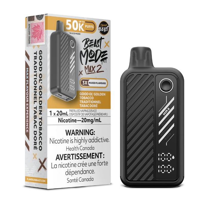 Flavour Beast Beast Mode Max  Disposable Vape - Good OL Golden Tobacco