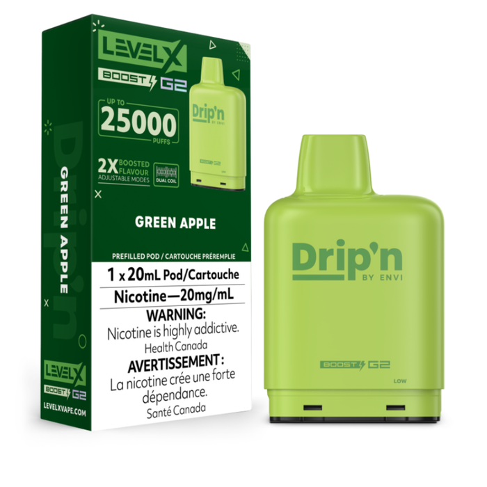 Green Apple Drip'n Level X Boost G2 Pods