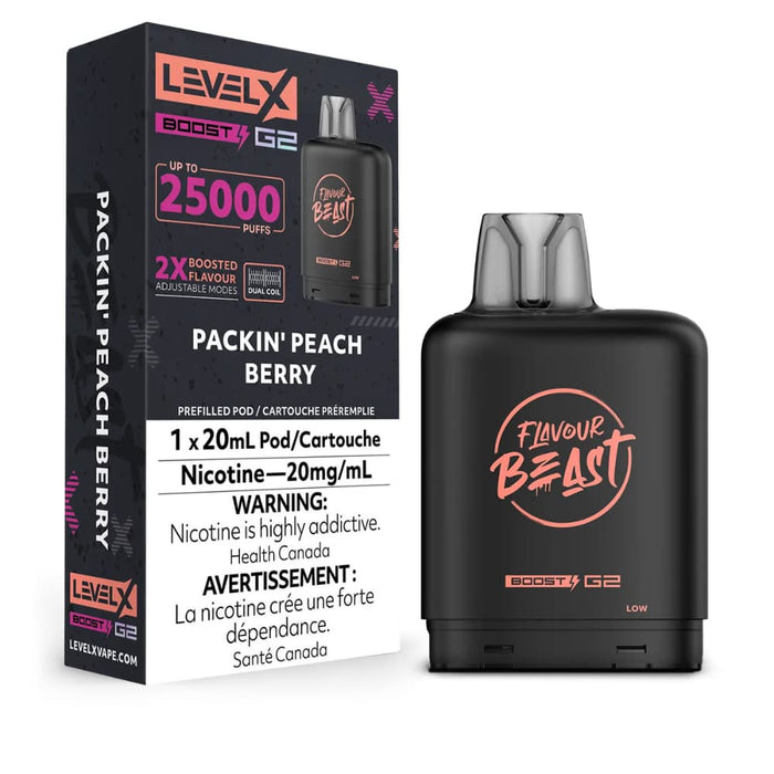 Level X Flavour Beast Boost G2 Pods - Packin Peach Berry