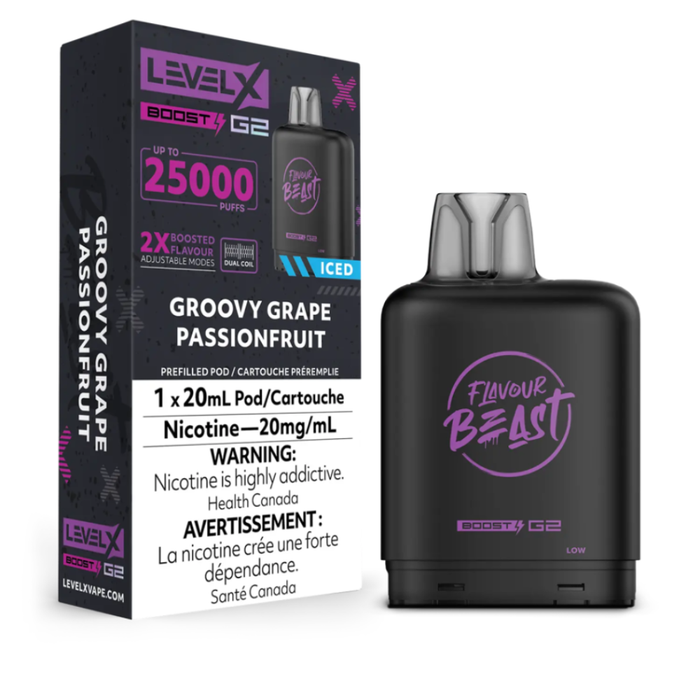 Level X Flavour Beast Boost G2 Pods - Groovy Grape Passionfruit Iced