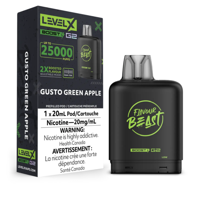 Level X Flavour Beast Boost G2 Pods - Gusto Green Apple