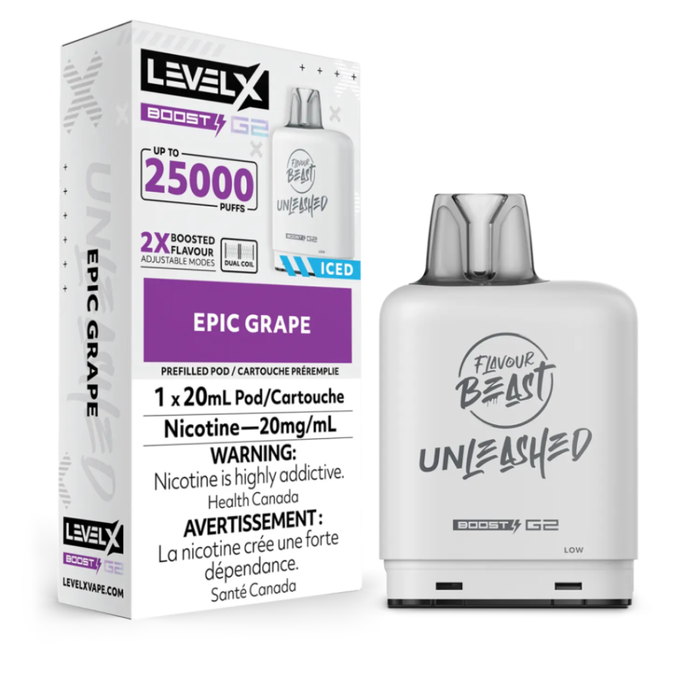Level X Flavour Beast Unleashed Boost G2 Pods - Epic Grape