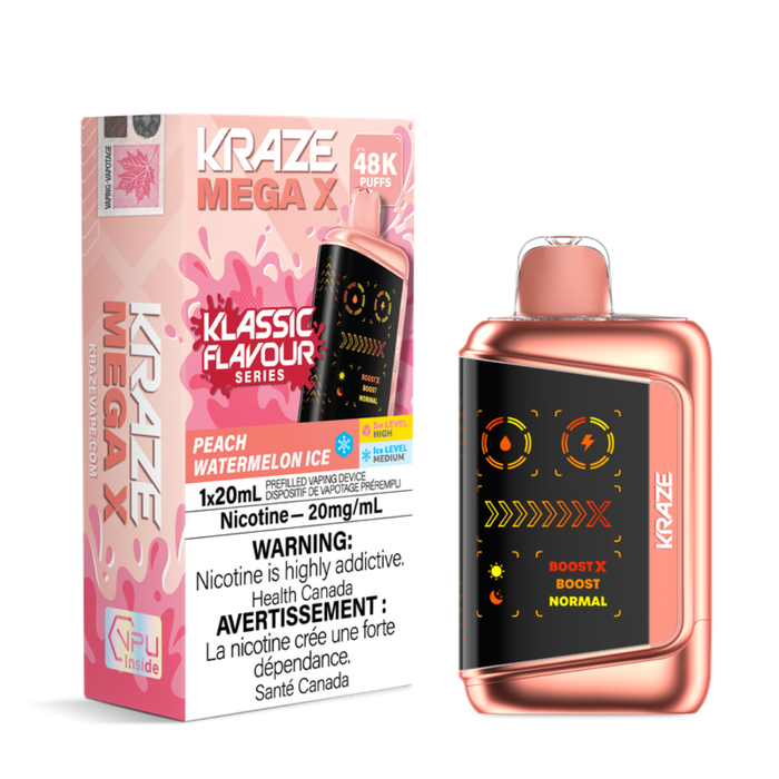 Peach Watermelon Ice - Kraze Mega X 48K Klassic Flavours Series Disposable Vape