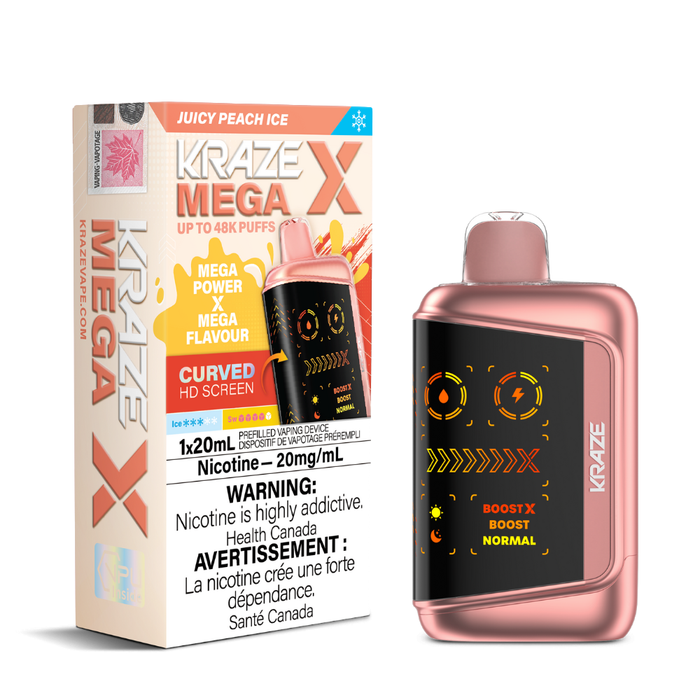 Juicy Peach Ice - Kraze Mega X Disposable Vape
