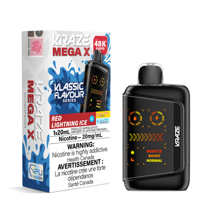 Red Lightning Ice - Kraze Mega X 48K Klassic Flavours Series Disposable Vape