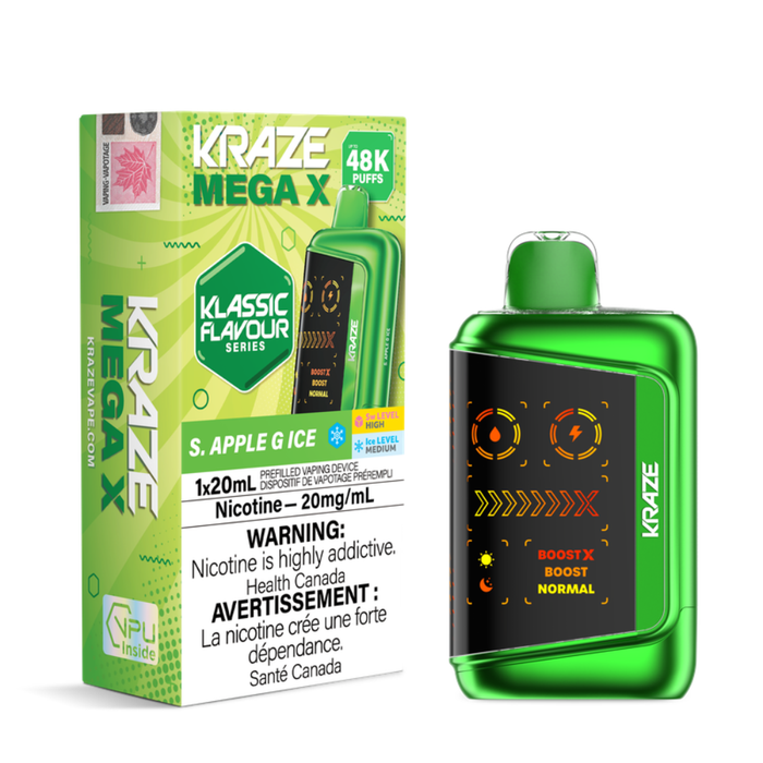 S. Apple G Ice - Kraze Mega X 48K Klassic Flavours Series Disposable Vape