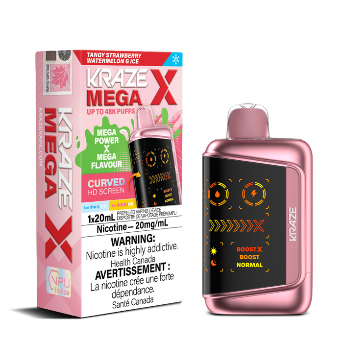 Tangy Strawberry Watermelon G Ice - Kraze Mega X Disposable Vape